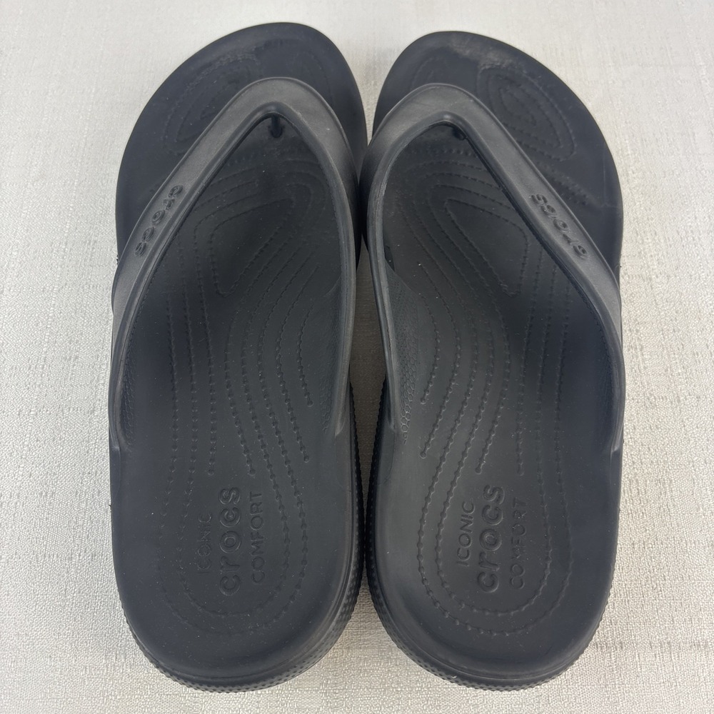 Iconic Crocs Black Men's‎ Size 12 Comfort Thong Sandals Flip Flops - Picture 8 of 11